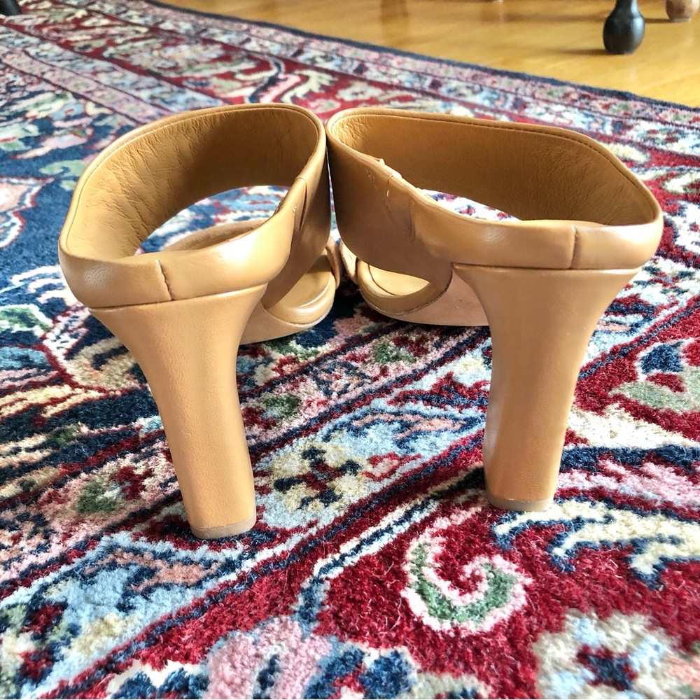 Vince Quinn Tan Leather Suede Mule Heeled Sandal - Picture 6 of 8